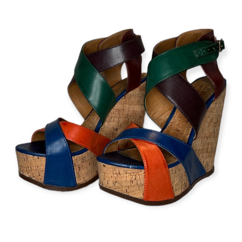 MIA | Statuesque Multicolor Wedge Sandals | Size 7.5